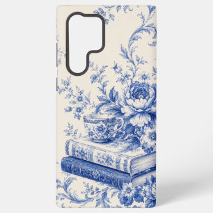 Blaue Chinoiserie-Bücher und Teetasse-Handyhülle Samsung Galaxy Hülle