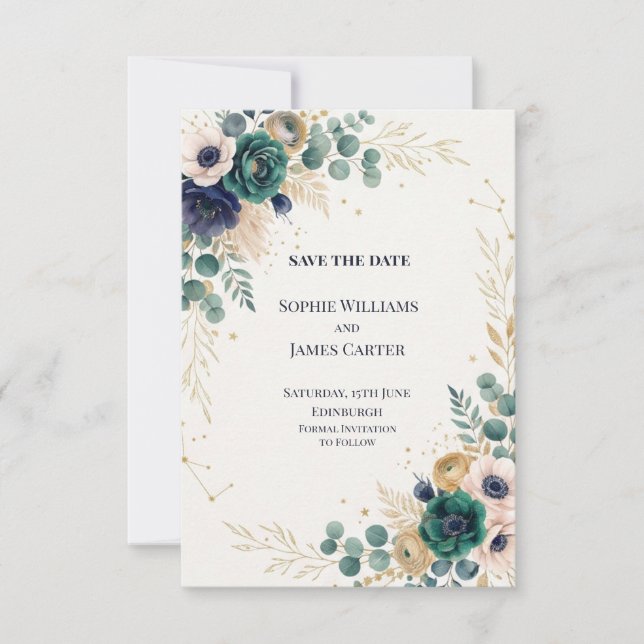 Blaue Chinoiserie-Gartenhochzeit - Save the Date (Vorderseite)