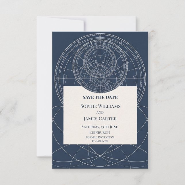 Blaue Chinoiserie-Gartenhochzeit - Save the Date (Vorderseite)