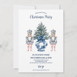 Blaue Chinoiserie-Nussknacker-Weihnachten Einladung