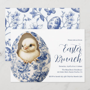 Blaue Chinoiserie-Ostereier-Brunch-Einladung