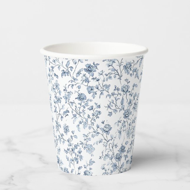 Blaue Chinoiserie Pappbecher (Vorderseite)