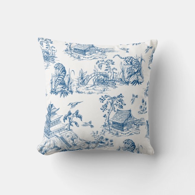 Blaue Chinoiserie Pillow Kissen (Vorderseite)