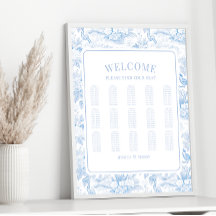 Blaue Chinoiserie Porzellan Hochzeitskarte