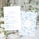 Blaue Chinoiserie Porzellan Hochzeitsmenü Begleitkarte<br><div class="desc">Genießen Sie das zeitlose blaue Porzellan Chinoiserie inspirierte Hochzeitsfeier mit einer eleganten Menükarte. Dieses raffinierte Design wird durch eine personalisierte Touch ergänzt,  die Braut- und Bräutigam-Monogramm auf der Rückseite,  die ein unvergessliches und unverwechselbares Element für Ihren besonderen Tag darstellt.</div>