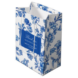 Blaue Chinoiserie Rose Peony Mittlere Geschenktüte