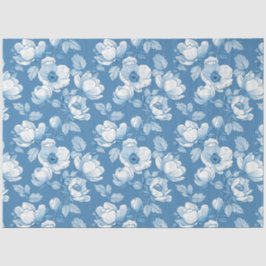 Blaue Chinoiserie Rose Peony Seidenpapier