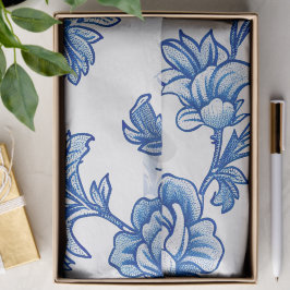 Blaue Chinoiserie Rose Peony Seidenpapier