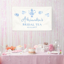 Blaue Chinoiserie-Teeparty-Kulisse Brautdusche