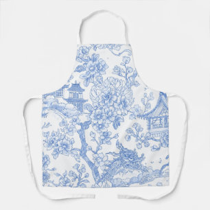Blaue Chinoiserie-Toile-Drache-Kirschblüte Schürze