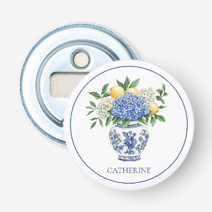 Blaue Chinoiserie Vase mit Hydrangeas Flaschenöffner