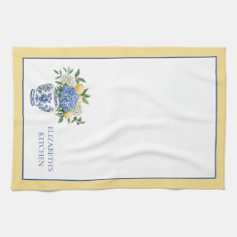 Blaue Chinoiserie Vase mit Hydrangeas Geschirrtuch