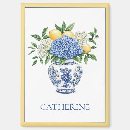 Blaue Chinoiserie Vase mit Hydrangeas Magnet