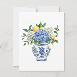 Blaue Chinoiserie Vase mit Hydrangeas Mitteilungskarte