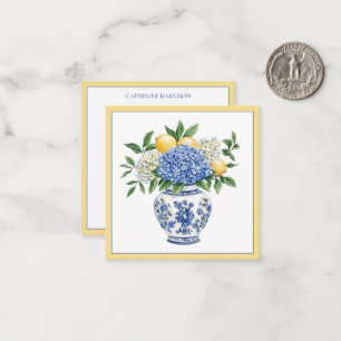Blaue Chinoiserie Vase mit Hydrangeas Mitteilungskarte