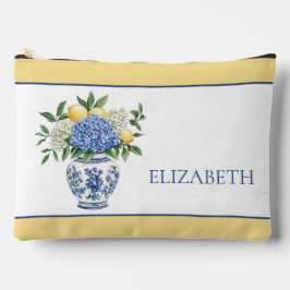 Blaue Chinoiserie Vase mit Hydrangeas Zubehörtasche