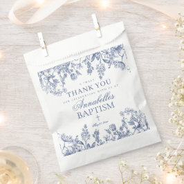 Blaue Chinoiserie Vintage Blumen Dessert zur Taufe Geschenktütchen