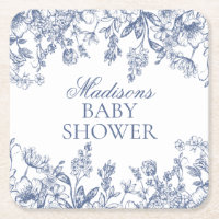 Blaue Chinoiserie Vintage Floral Baby Shower
