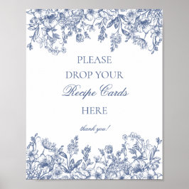 Blaue Chinoiserie Vintage Floral Rezept teilen Poster