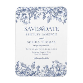 Blaue Chinoiserie Vintage Floral Save-the-Date-Kar Magnet