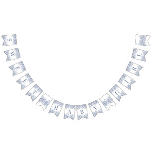 Blaue Chinoiserie Vintage Florale Babyparty-Dekora Wimpelkette