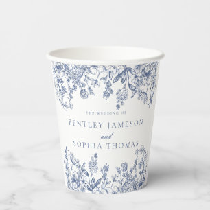 Blaue Chinoiserie Vintage Florale Hochzeit Pappbecher
