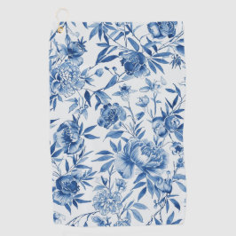 Blaue Chinoiserie-Wasserfarbe-Floral-Botanik Golfhandtuch