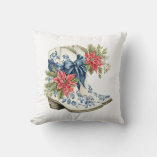 Blaue Chinoiserie-Weihnachts-Cowgirl-Stiefel-Kisse Kissen