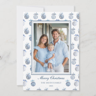 Blaue Chinoiserie-Weihnachtsbaumkugel Grandmilleni Feiertagskarte