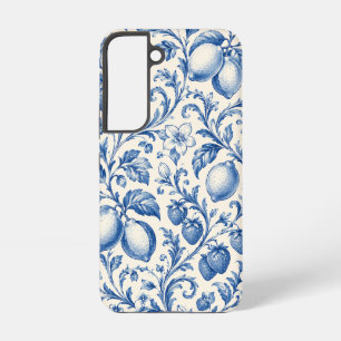 Blaue Chinoiserie-Zitronen-Erdbeeren-Handyhülle Samsung Galaxy Hülle