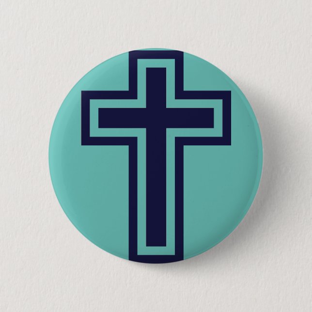 Blaue Christliche Kreuzung verschiedener Varianten Button (Vorderseite)