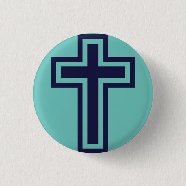 Blaue Christliche Kreuzung verschiedener Varianten Button (Vorderseite)