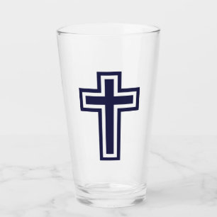 Blaue Christliche Kreuzung verschiedener Varianten Glas