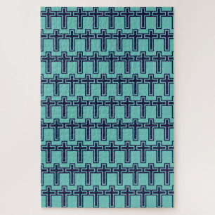 Blaue Christliche Kreuzung verschiedener Varianten Puzzle