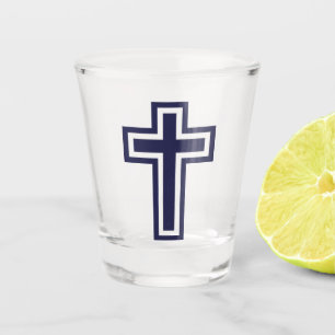 Blaue Christliche Kreuzung verschiedener Varianten Schnapsglas