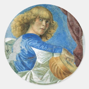 BLAUE CHRISTMAS ANGEL MACHTMUSIK RUNDER AUFKLEBER