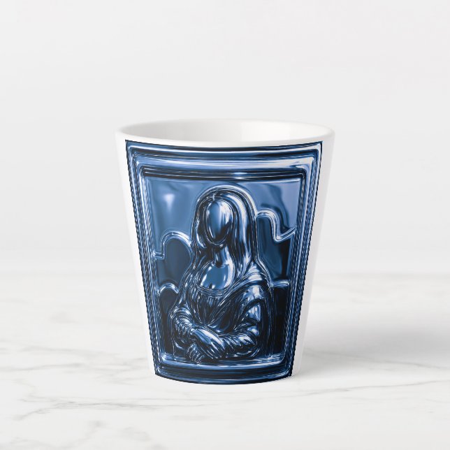 Blaue Chrome-Mona-Relief Milchtasse (Vorderseite)