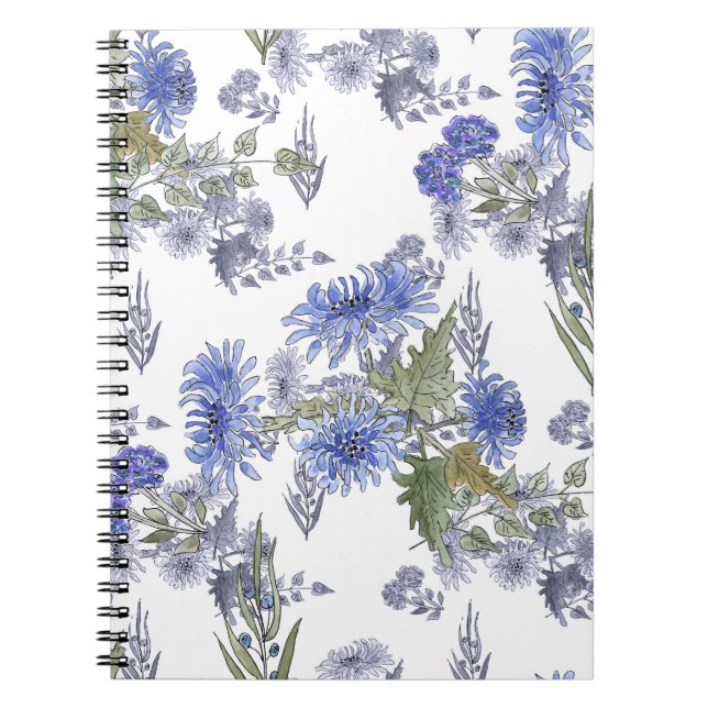 Blaue Chrysanthemen Notizblock (Vorderseite)