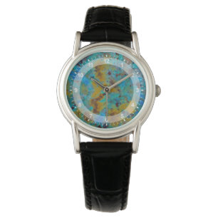Blaue Chrysocolla-Jasper mit Flecken Armbanduhr