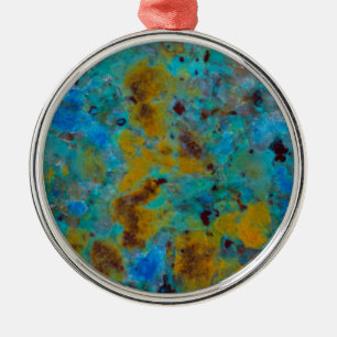 Blaue Chrysocolla-Jasper mit Flecken Ornament Aus Metall