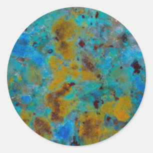 Blaue Chrysocolla-Jasper mit Flecken Runder Aufkleber