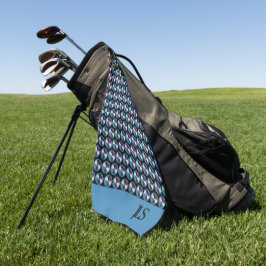BLAUE CIRCLE GEOMETRIC PATTERMONOGRAM INITIALEN GOLFHANDTUCH
