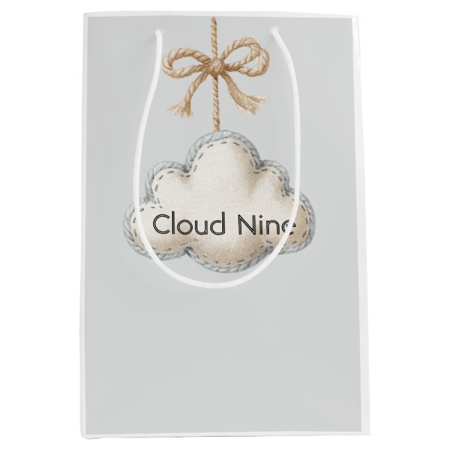 Blaue Cloud Nine Baby Shower Mittlere Geschenktüte (Vorderseite)