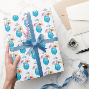 Blaue Cocktailgetränke auf Weiß Geschenkpapier