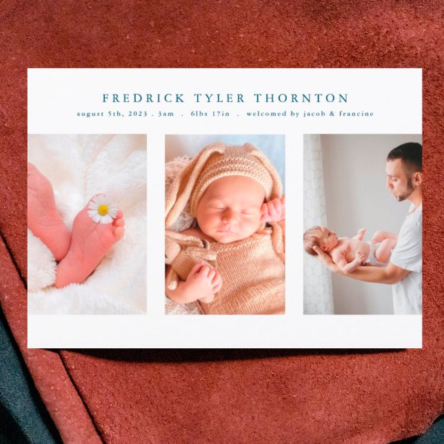 Blaue Collage des neugeborenen Fotos Ankündigung (Von Creator hochgeladen)