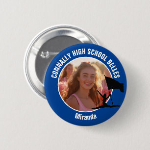 Blaue Color Guard Foto High School Tänzerin Button