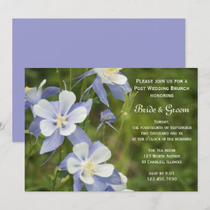 Blaue Columbine-Blumen Post-Hochzeitsbrunch Einladung