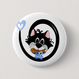 Blaue coole Katze Button