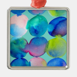 Blaue coole Wasserfarbe abstrakte Kunst Ornament Aus Metall