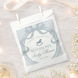 Blaue Coquette-Bogen-Schaukelpferd-Baby-Shower-Des Geschenktütchen